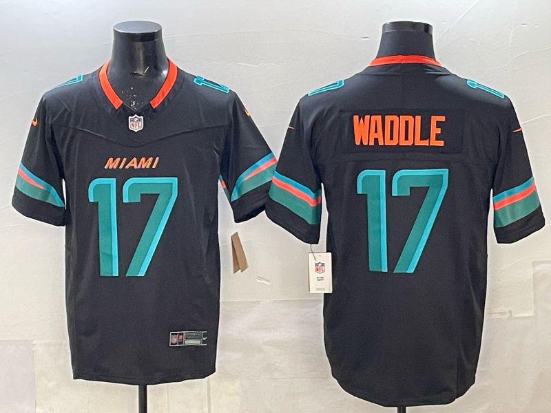Men Miami Dolphins 17 Waddle black Nike 2025 Limited Nike NFL Jersey 07